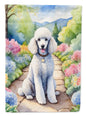 White Poodle Spring Path House Flag Caroline's Treasures