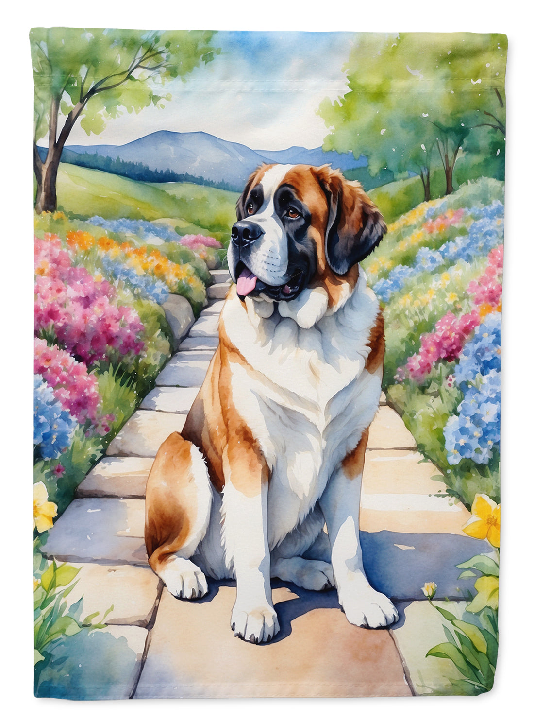 Saint Bernard Spring Path Garden Flag-0