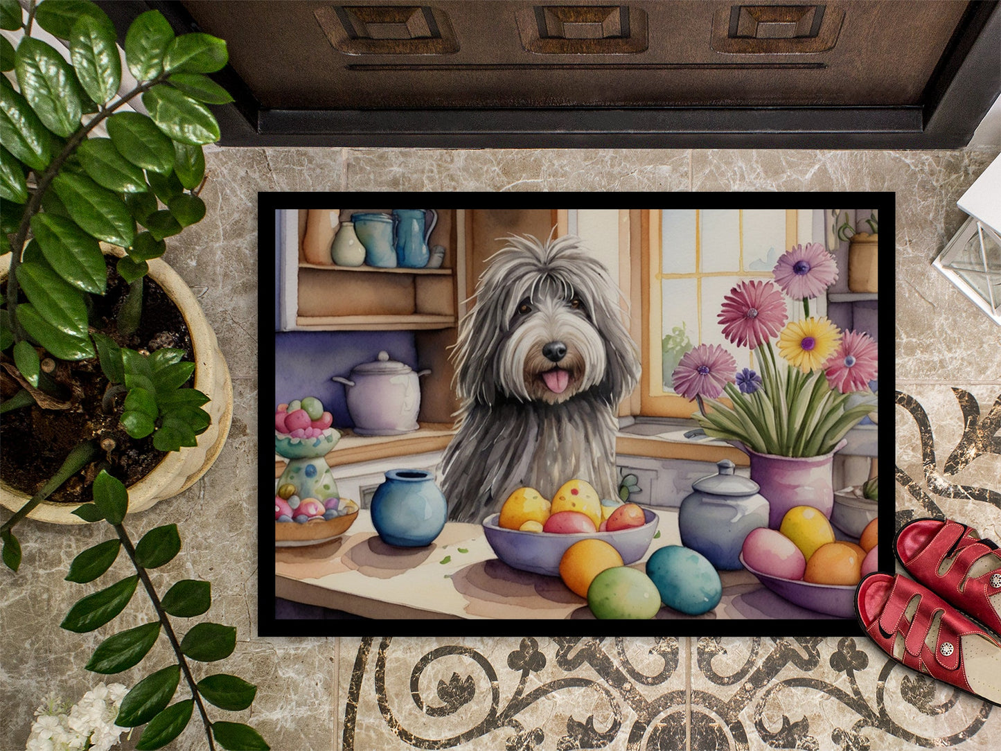 Decorating Easter Bergamasco Sheepdog Doormat Caroline's Treasures