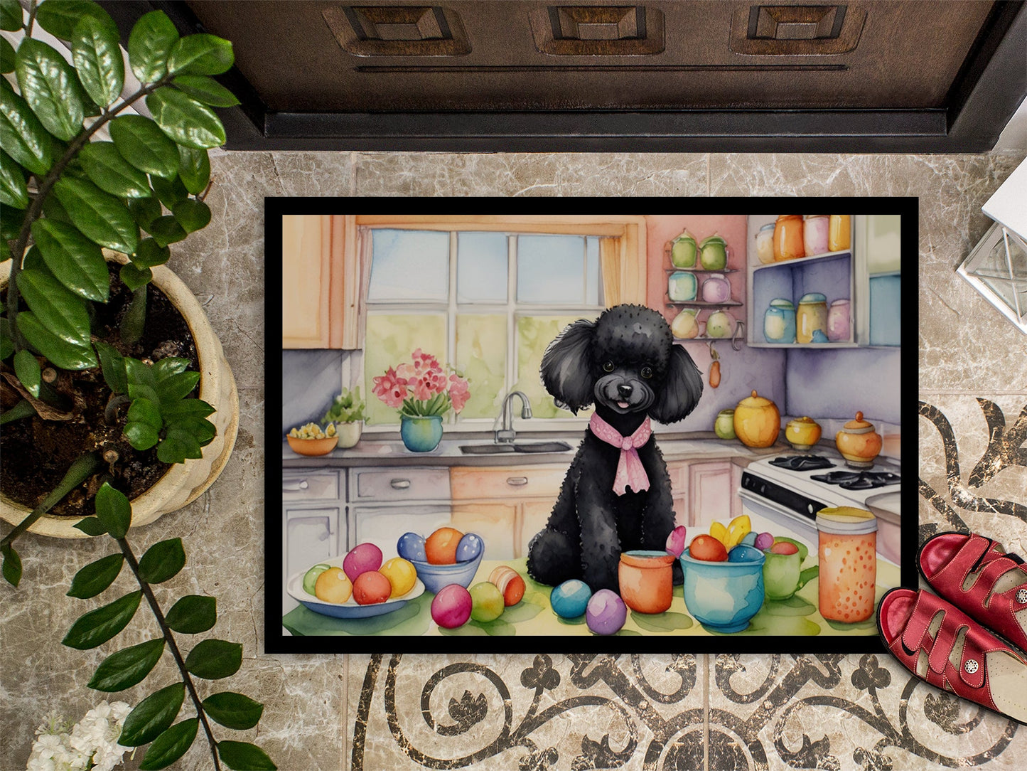 Decorating Easter Black Poodle Doormat Caroline's Treasures