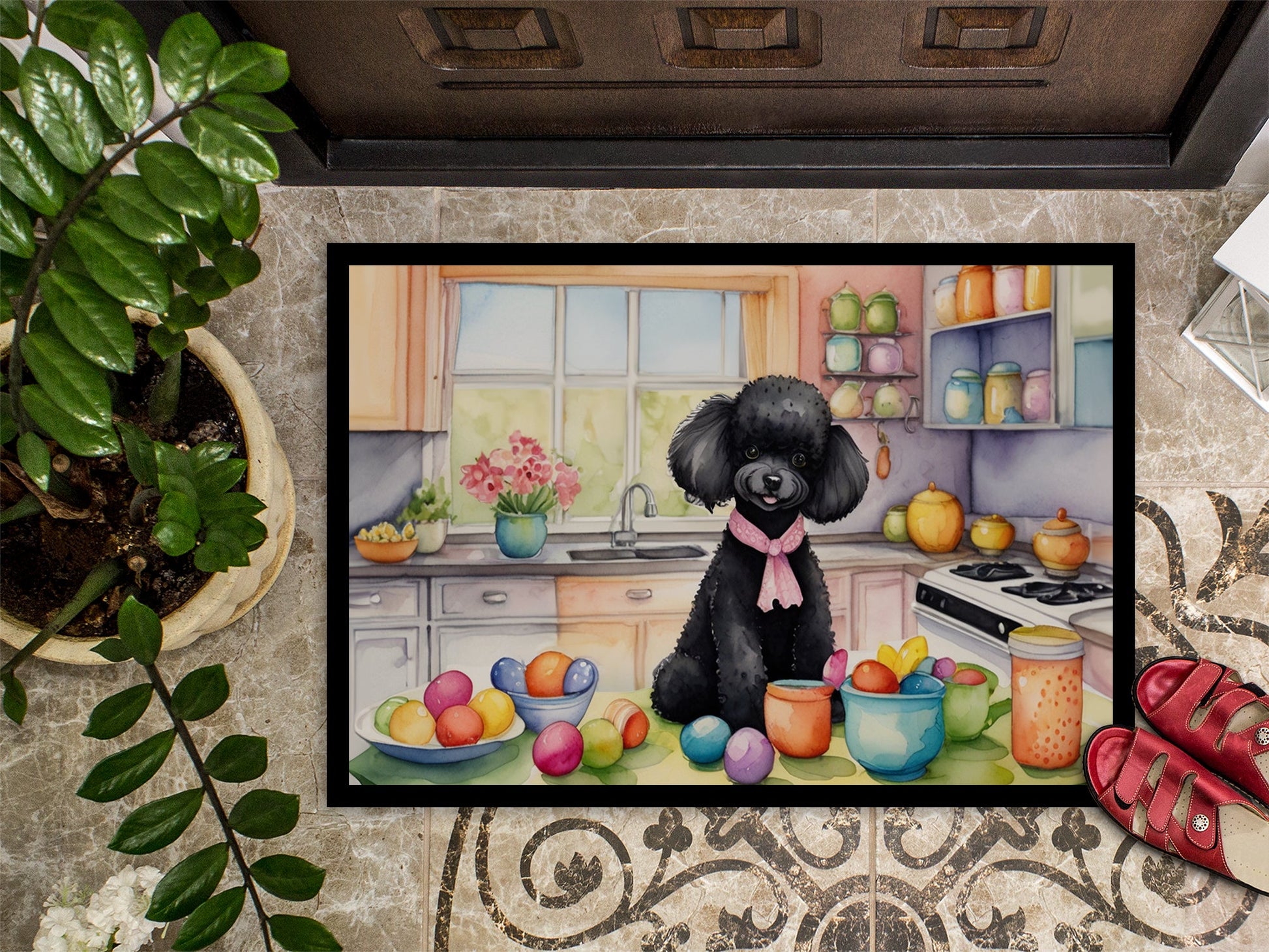 Decorating Easter Black Poodle Doormat Caroline's Treasures