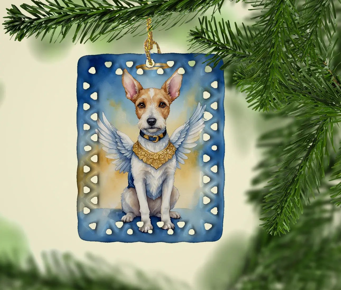 Fox Terrier My Angel Porcelain Ornament-1