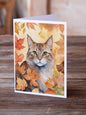 Dwelf Cat in Fall Leaves Greeting Cards Pack of 8 Caroline's Treasures
