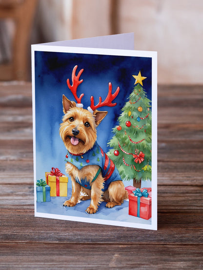 Australian Terrier Christmas Reindeer Greeting Cards Pack of 8-1