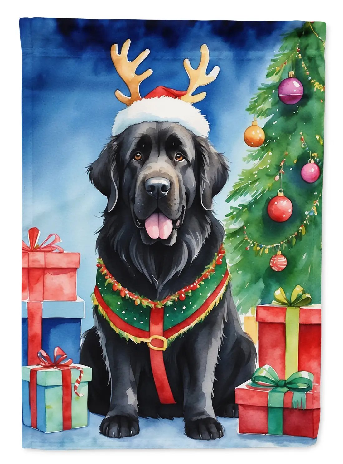 Newfoundland Christmas Reindeer House Flag - Vivid Treasure Zone