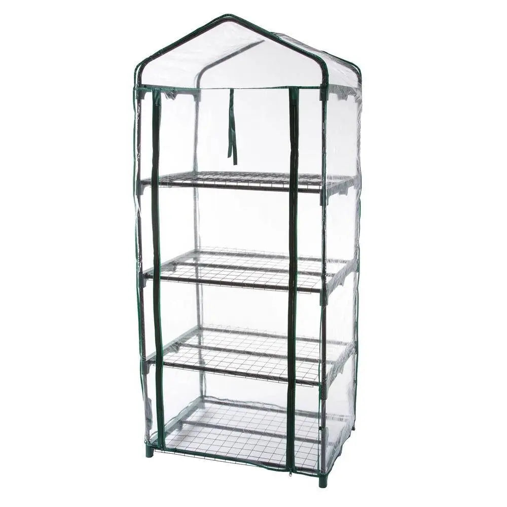 Durable 4-Tier Plant Stand Greenhouse with Zippered PVC Cover FastFurnishings