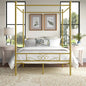 Full size French Country Four Poster Metal Canopy Bed in Gold Finish Unbranded
