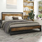 Full Modern Farmhouse Platform Bed Frame with Wood Panel Headboard Footboard FastFurnishings