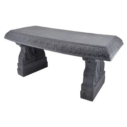Outdoor Fiber-Clay Garden Bench in Grey Stone Finish FastFurnishings