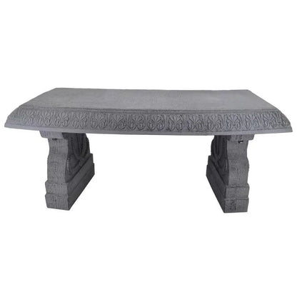Outdoor Fiber-Clay Garden Bench in Grey Stone Finish FastFurnishings