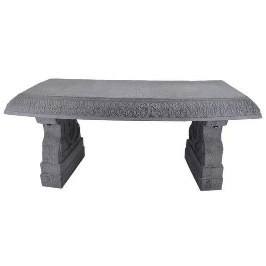 Outdoor Fiber-Clay Garden Bench in Grey Stone Finish FastFurnishings
