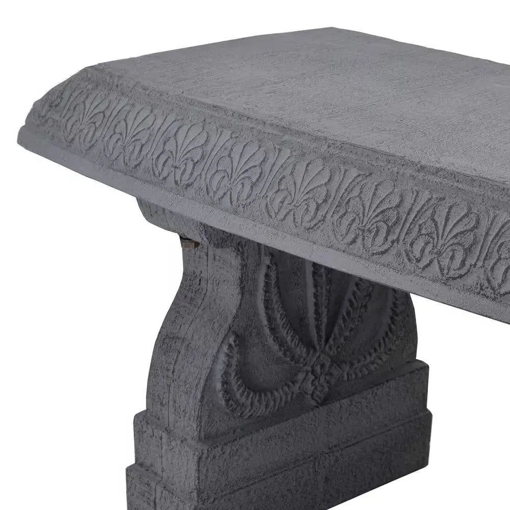 Outdoor Fiber-Clay Garden Bench in Grey Stone Finish FastFurnishings