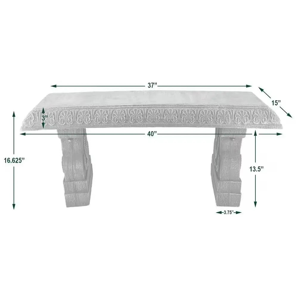 Outdoor Fiber-Clay Garden Bench in Grey Stone Finish FastFurnishings