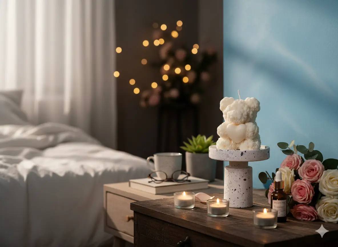 Handmade Rose Bear Candle - Unique Decorative Gift for Home Decor Crazy About Candles