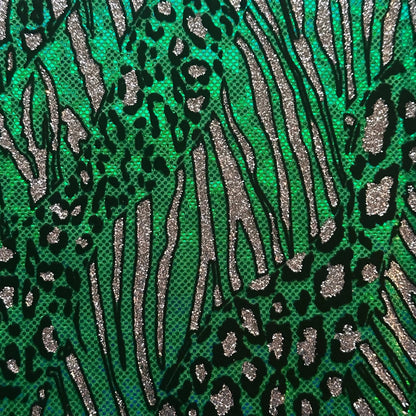 Cheetah Metallic Flocking Hologram Glitter Fabric in Nylon Spandex | Spandex Palace-8