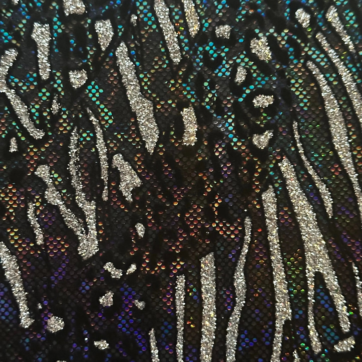 Cheetah Metallic Flocking Hologram Glitter Fabric in Nylon Spandex | Spandex Palace-6