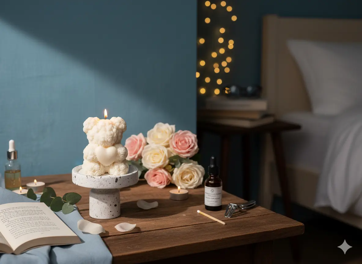 Handmade Rose Bear Candle - Unique Decorative Gift for Home Decor Crazy About Candles