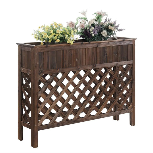 Large Raised Patio Planter Weathered Cedar L 48" x W 12.5" x 35.5" FastFurnishings