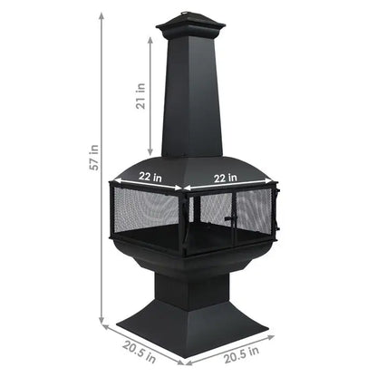 Large Black Outdoor Steel Chimenea Wood Burning Fire Pit FastFurnishings