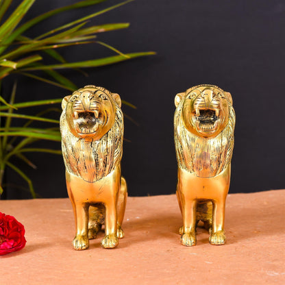 Brass Lion Statue Pair Home Decor SAMA Homes
