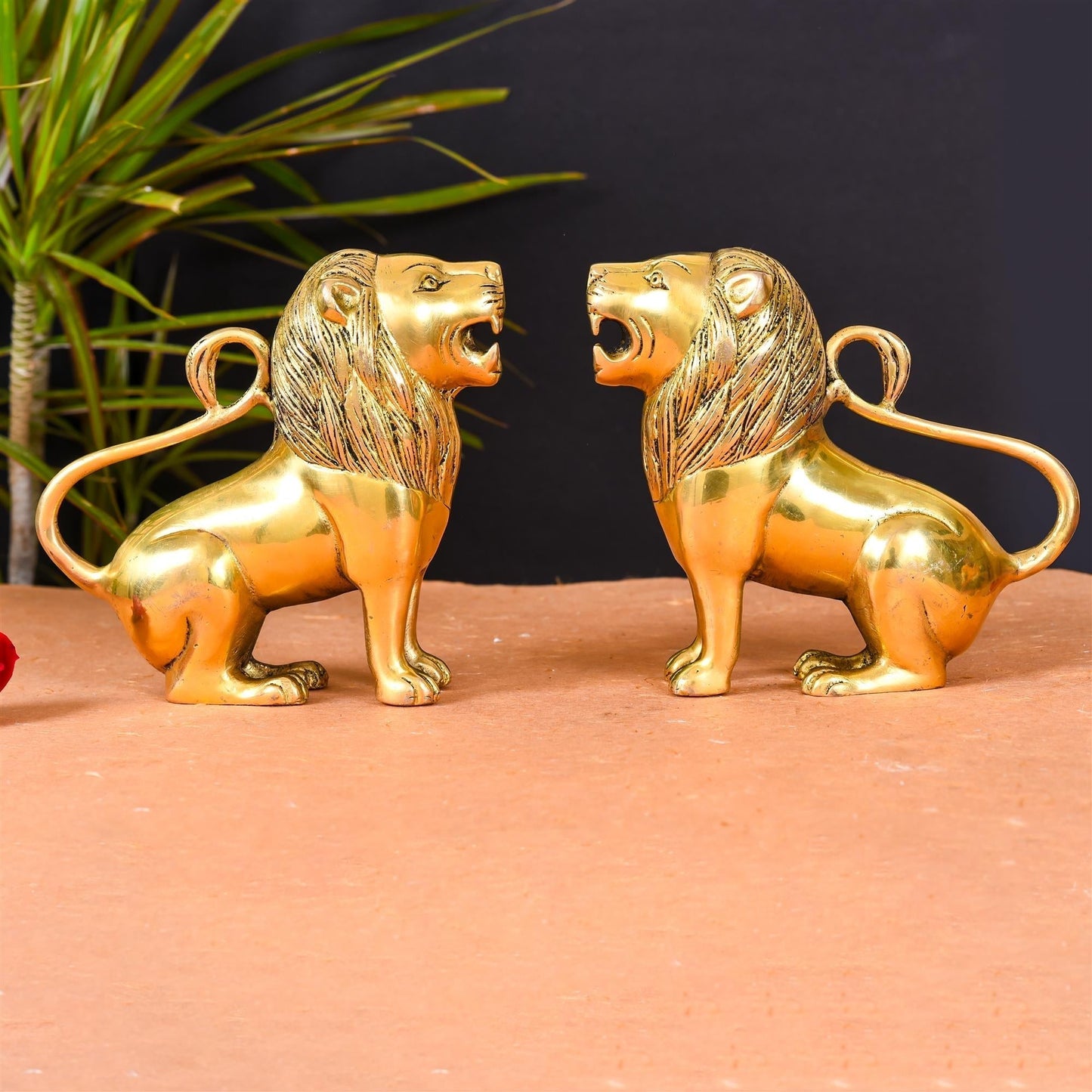 Brass Lion Statue Pair Home Decor SAMA Homes