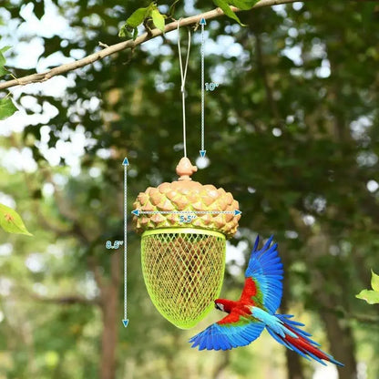 Outdoor Metal Mesh Bird Feeder with Metal Acorn Roof FastFurnishings
