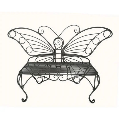 Modern Outdoor Butterfly Garden Bench in Black Metal Finish FastFurnishings