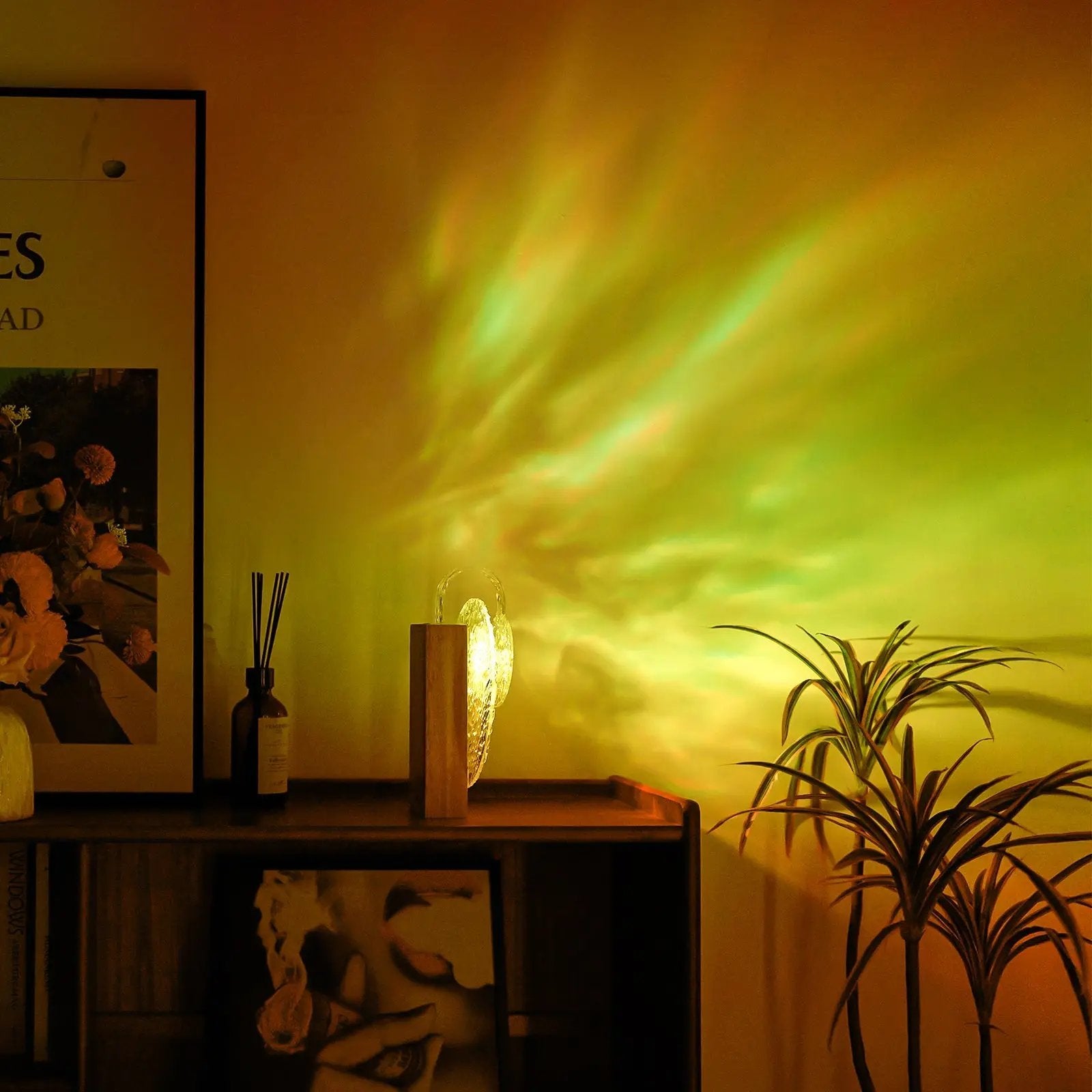 Ocean Wave Night Light Projector with Wood Base-1