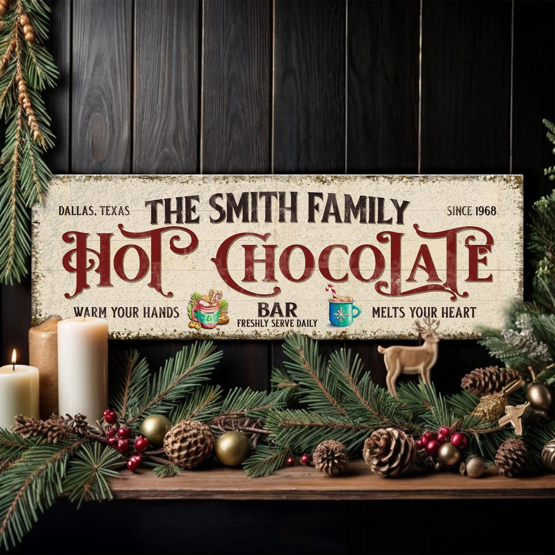 Hot Chocolate Christmas Bar Sign Tailored Canvases