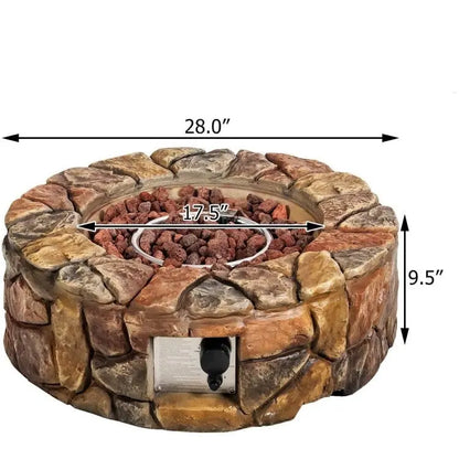 40,000 BTU Outdoor Circle Stone Gas Propane Fire Pit FastFurnishings