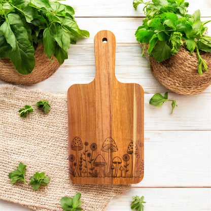 Acacia Cutting Board, Engraved Cutting Board, Floral-0