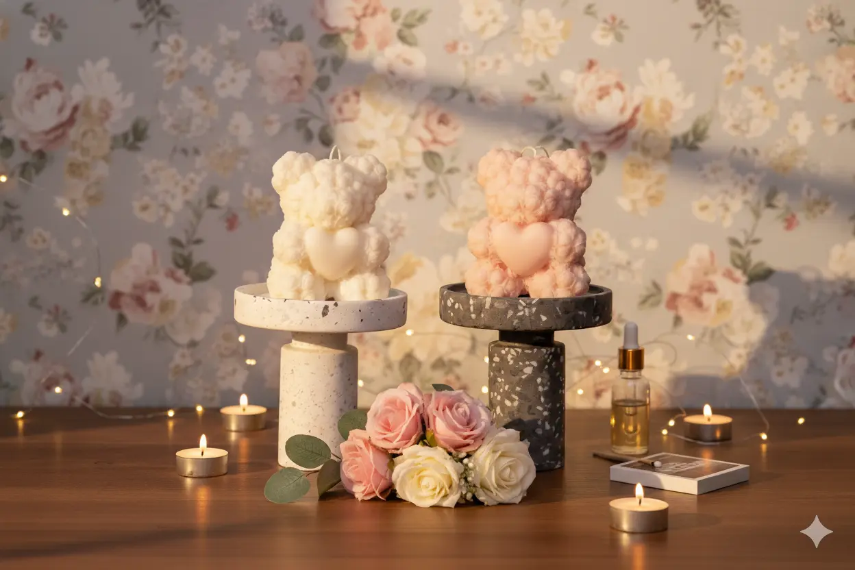 Handmade Rose Bear Candle - Unique Decorative Gift for Home Decor Crazy About Candles