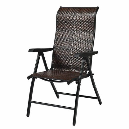 Outdoor Heavy Duty Dark Brown Rattan Folding Patio Chair FastFurnishings