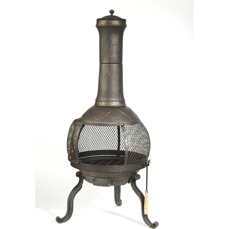 Rustic Outdoor Steel Cast Iron Chimenea Wood Fire Pit FastFurnishings