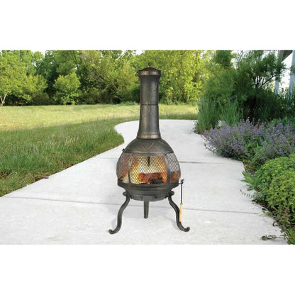Rustic Outdoor Steel Cast Iron Chimenea Wood Fire Pit FastFurnishings