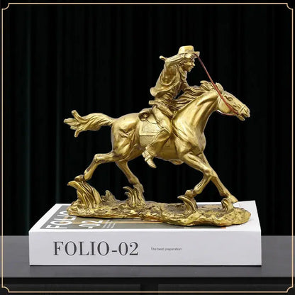 Cowboy Resin Horseman: Rustic Equestrian Home Decor OBA