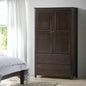 Brown Espresso Solid Wood Bedroom Armoire Wardrobe Cabinet with Hanging Bar FastFurnishings