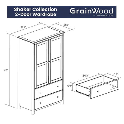 Brown Espresso Solid Wood Bedroom Armoire Wardrobe Cabinet with Hanging Bar FastFurnishings