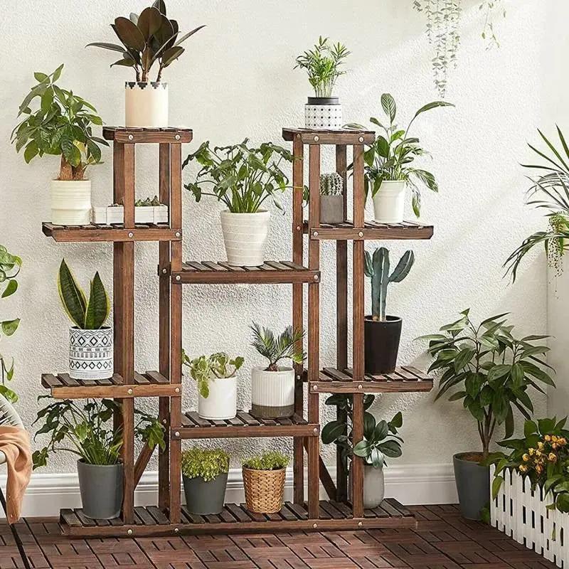 Solid Wood Indoor Outdoor 11-Tier Plant Stand-1