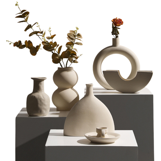 Modern Minimalist Ceramic Vase Flower Ornaments Ze BlakHom
