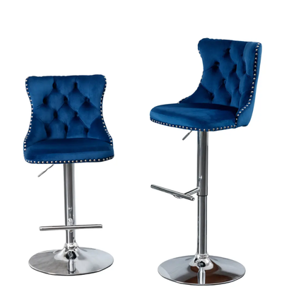 Set of 2  Swivel Velvet Barstools D BlakHom