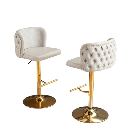 Set of 2 Modern PU Upholstered Swivel Barstools D BlakHom