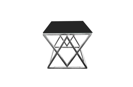 NNEDSZ Alsea Side Table Silver Base - Black Glass NNEDSZ