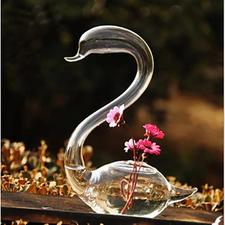 NNEDSZ Swan Flower Vases - Home Decor Wedding Gifts Glass Crafts NNEDSZ