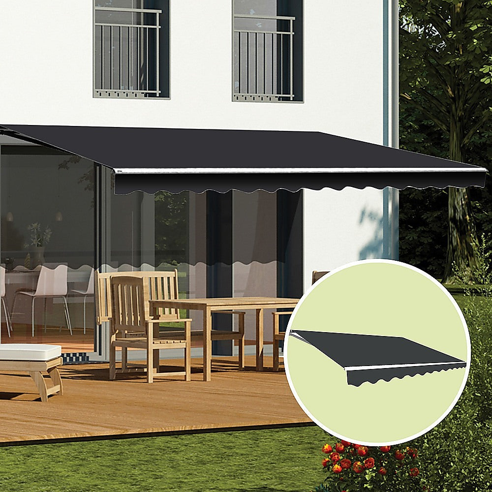 NNEDSZ Outdoor Folding Arm Awning Retractable Sunshade Canopy Grey 5.0m x 3.0m-3