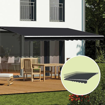 NNEDSZ Motorised Outdoor Folding Arm Awning Retractable Sunshade Canopy Grey 5.0m x 2.5m-4
