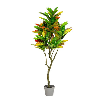 NNEDSZ 125cm Faux Artificial Home Decor Potted Codiaeum Plant NNEDSZ