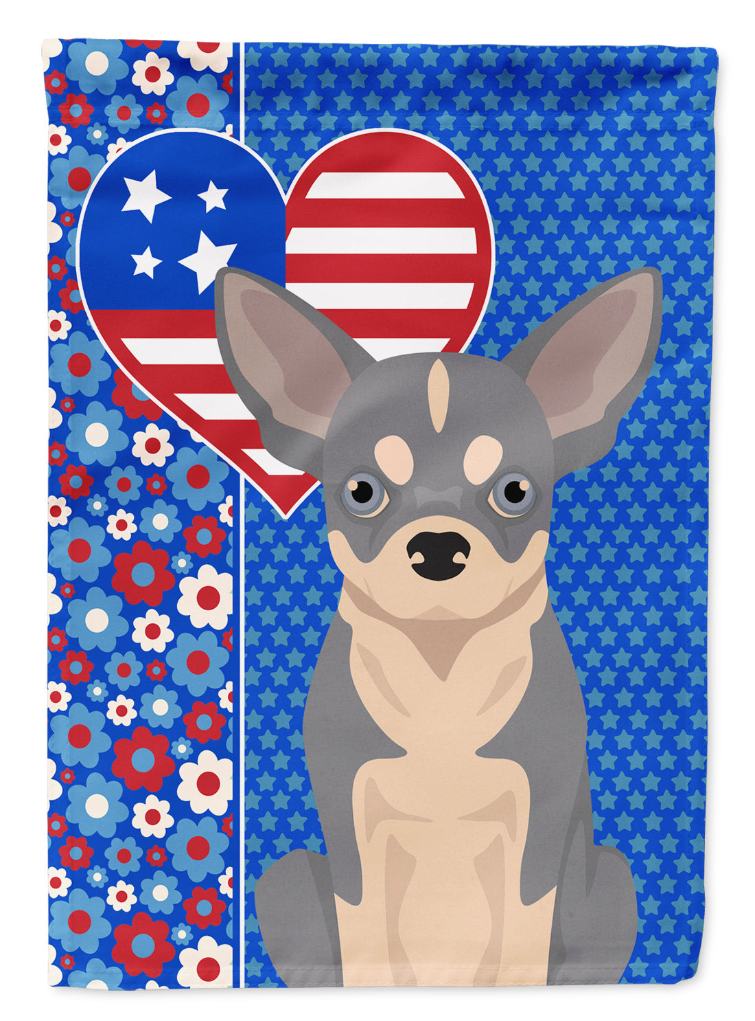 Blue and White Chihuahua USA American Garden Flag Caroline's Treasures