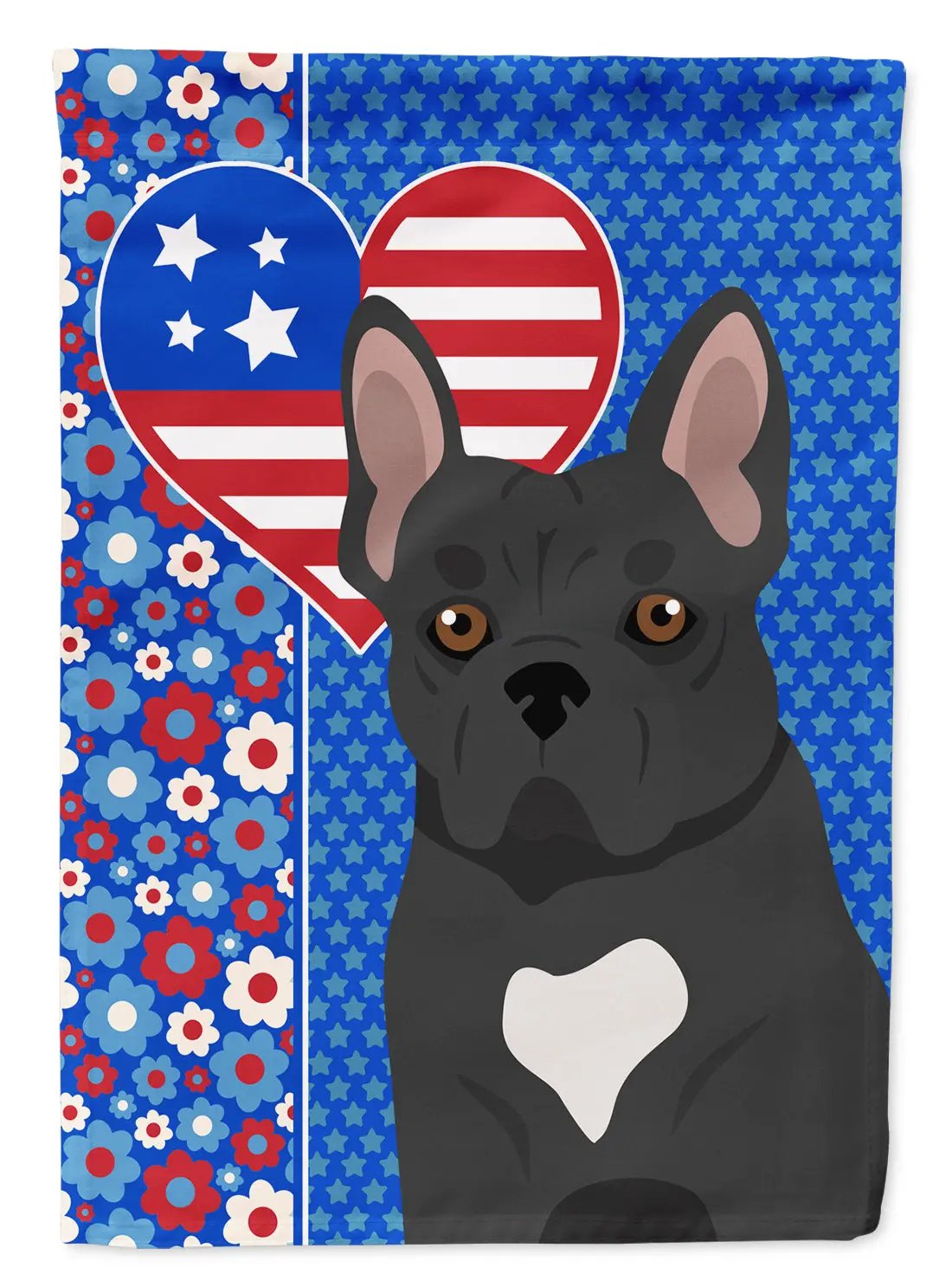 Black French Bulldog USA American Garden Flag - Vivid Treasure Zone