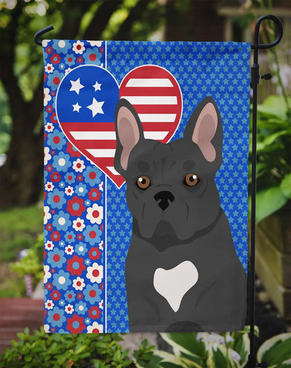 Black French Bulldog USA American Garden Flag - Vivid Treasure Zone
